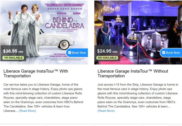 Liberace Garage adds content and transportation
